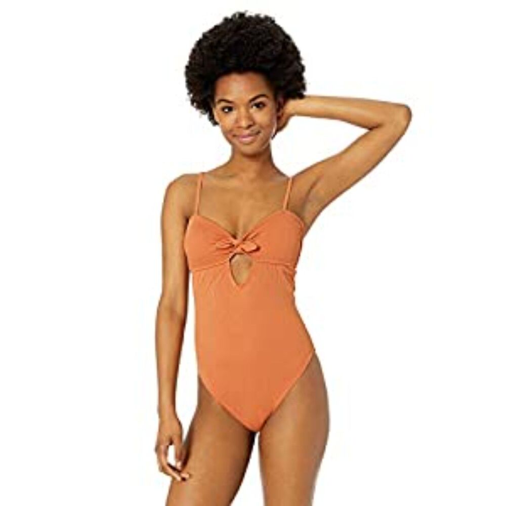 California Sunshine Bandeau Swimsuit, Large, Orange